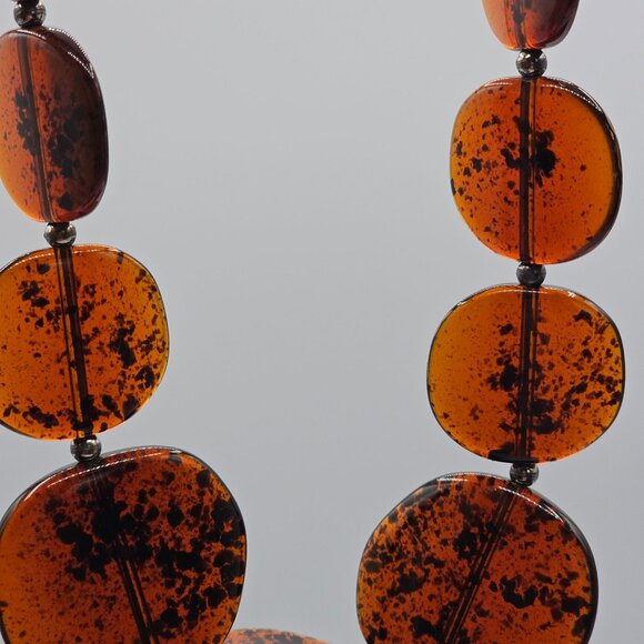 VTG Talbot's Womens 20" Rootbeer Flat Round Plastic Beaded Short Necklace MCM - Picture 13 of 13